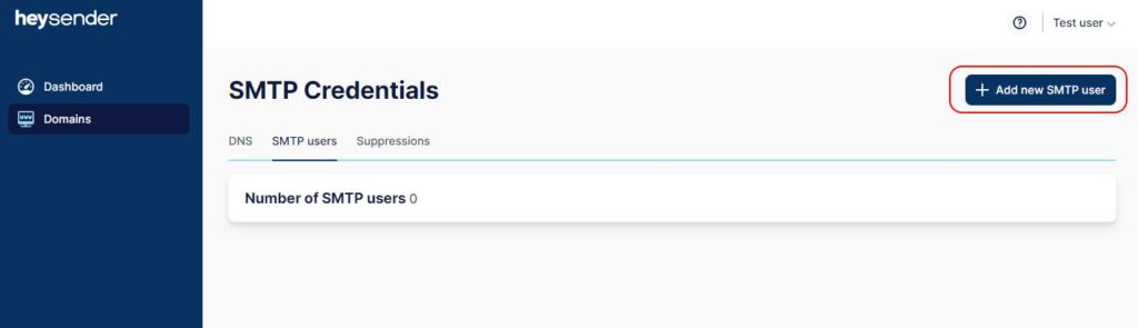 Heysender configure SMTP user